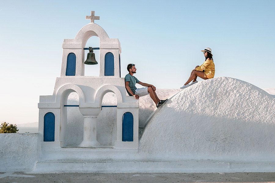 luxury experiences - couple sitting at a church