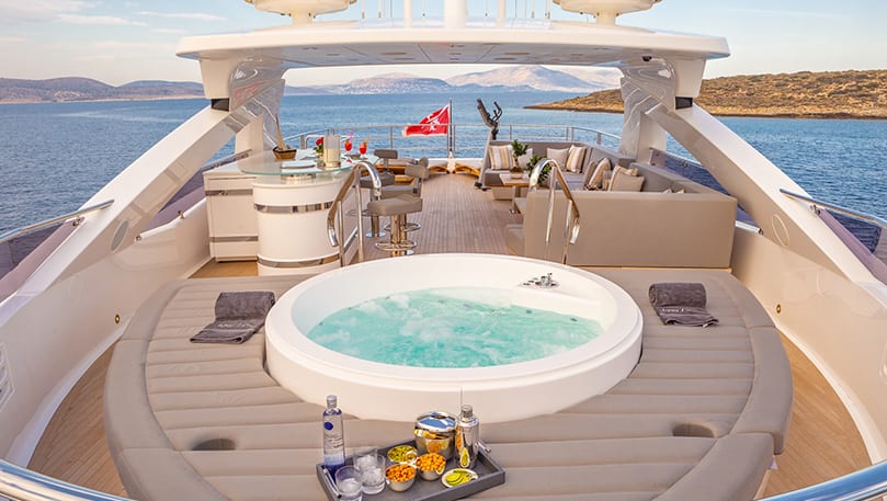 luxury yachts - deck of yacht with whirlpool