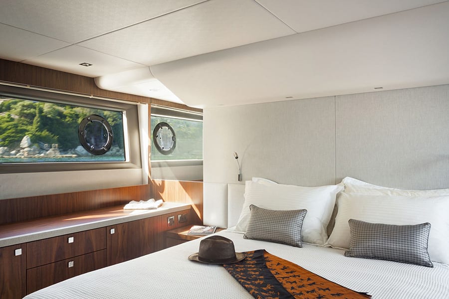 luxury yachts - bedroom of yacht with mariage bed