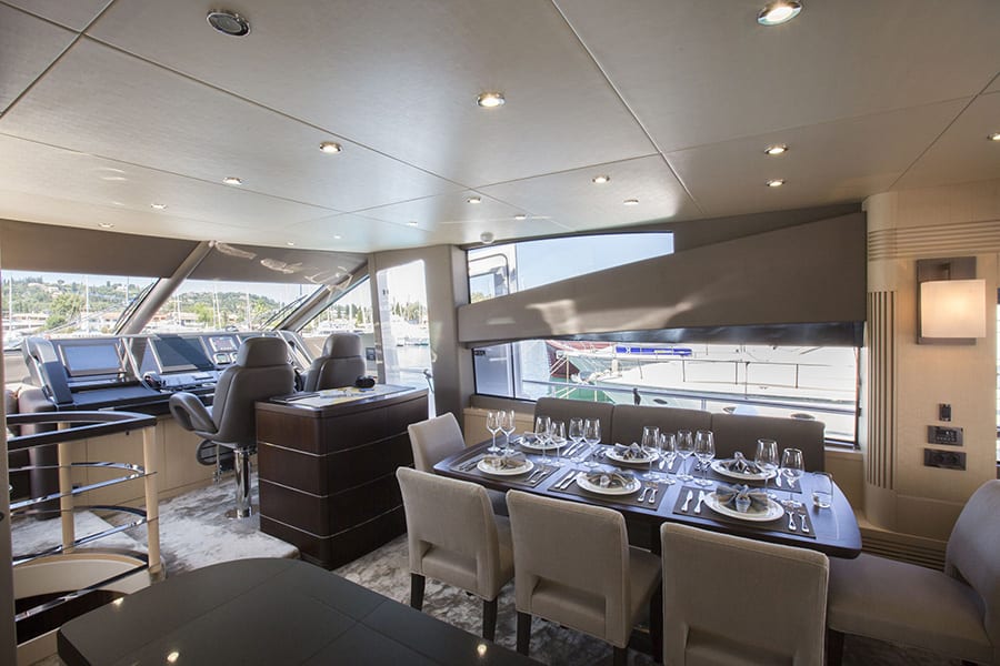 luxury yachts - dining area and cockpit of yacht