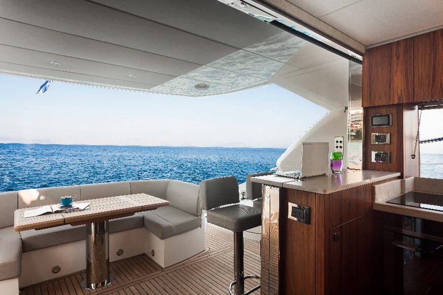 luxury yachts - inside view with dining table
