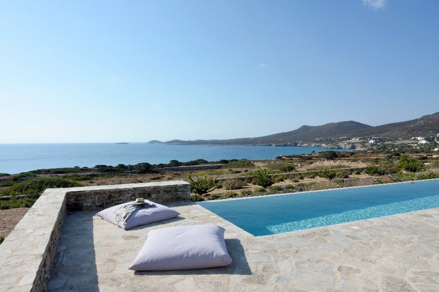 luxury villas - pool with pillows and beautiful sea view
