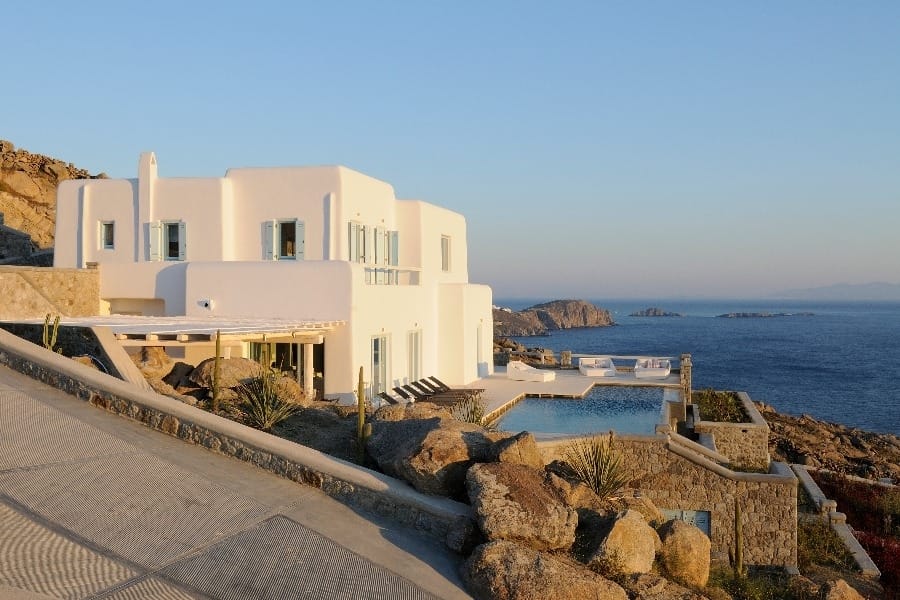 luxury villas - outside view of villa with sea view