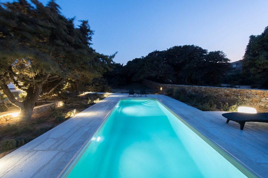 luxury villas - pool by night