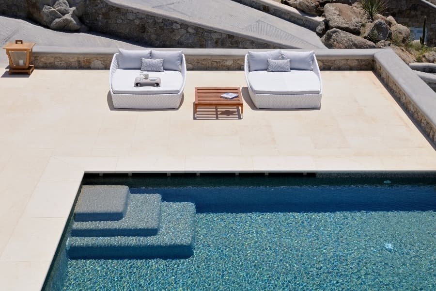 luxury villas - pool with lounge beds