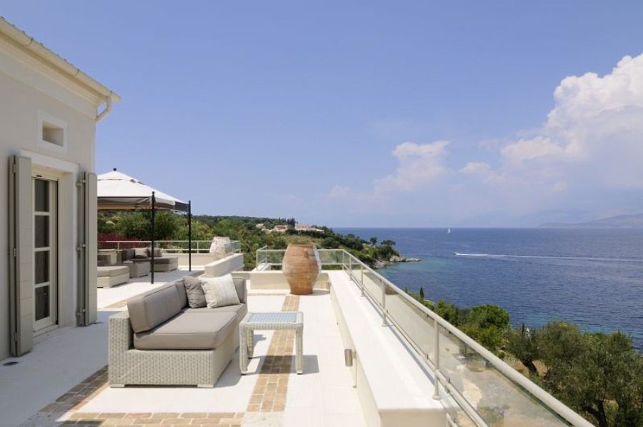 luxury villas - patio with lounge and sea view