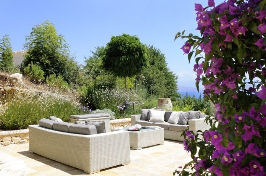 luxury villas - outside relaxing area in green surrounding