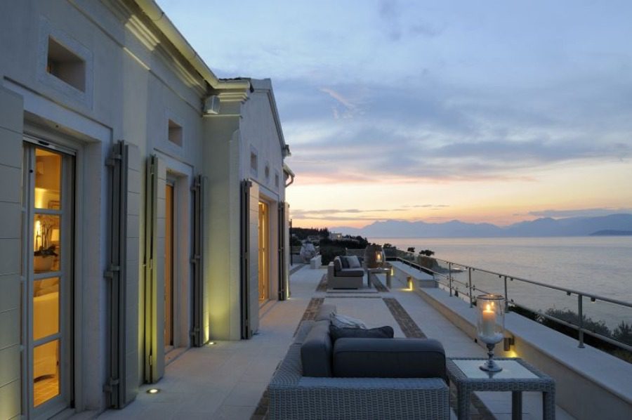 luxury villas - large patio with sofas and beautiful sea view