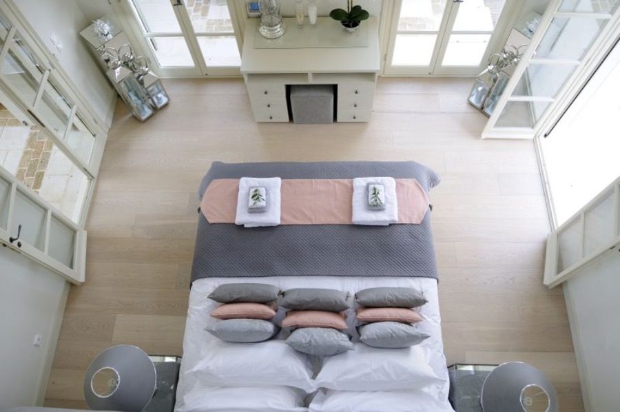 luxury villas - bedroom with double bed shot from above