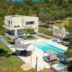 luxury villas - drone shot of villa with pool