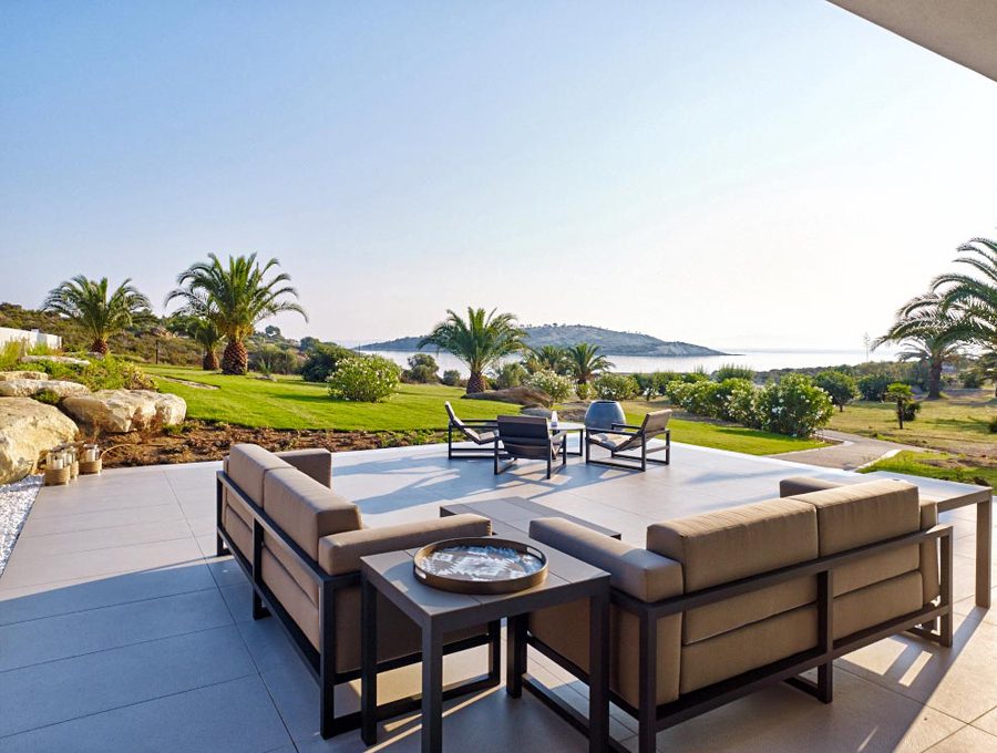 luxury villas - outside relaxing area with sea view