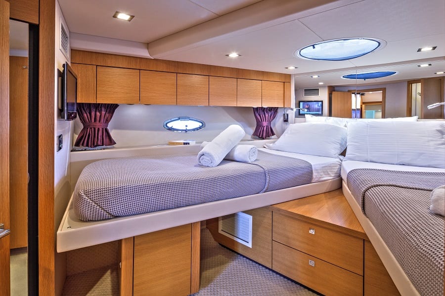 luxury yachts - bedroom with two single beds