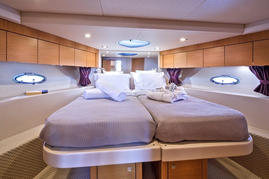 luxury yachts - bedroom with two single beds