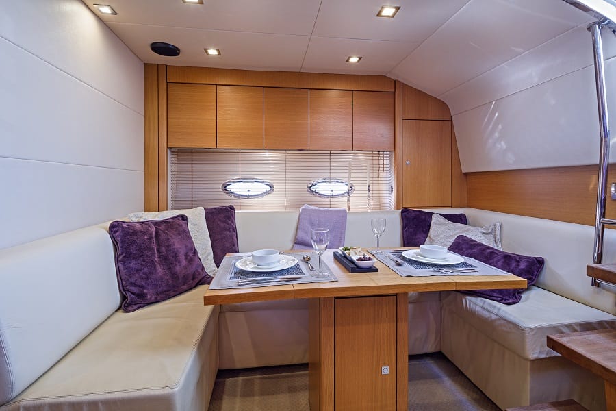 luxury yachts - dining area with set up