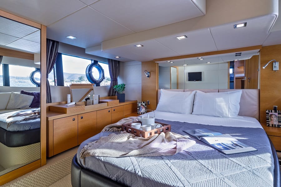 luxury yachts - bedroom with double bed