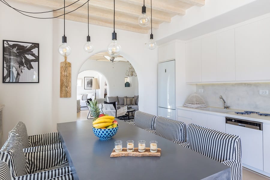luxury villas - dining table in the kitchen